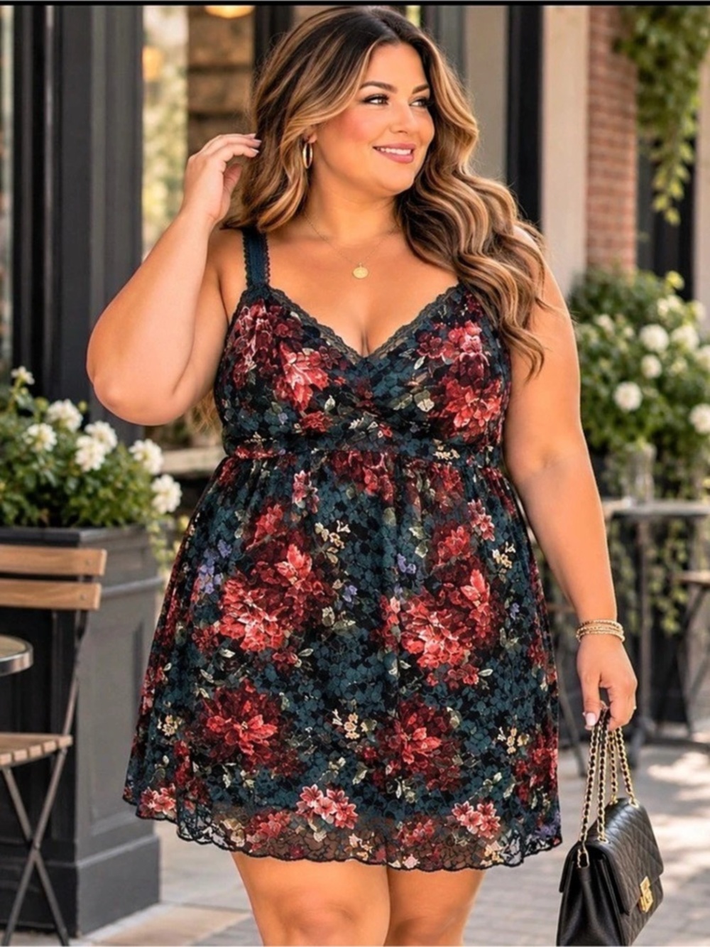 Torrid Plus Size Floral Teal Lace Babydoll. Size 1X